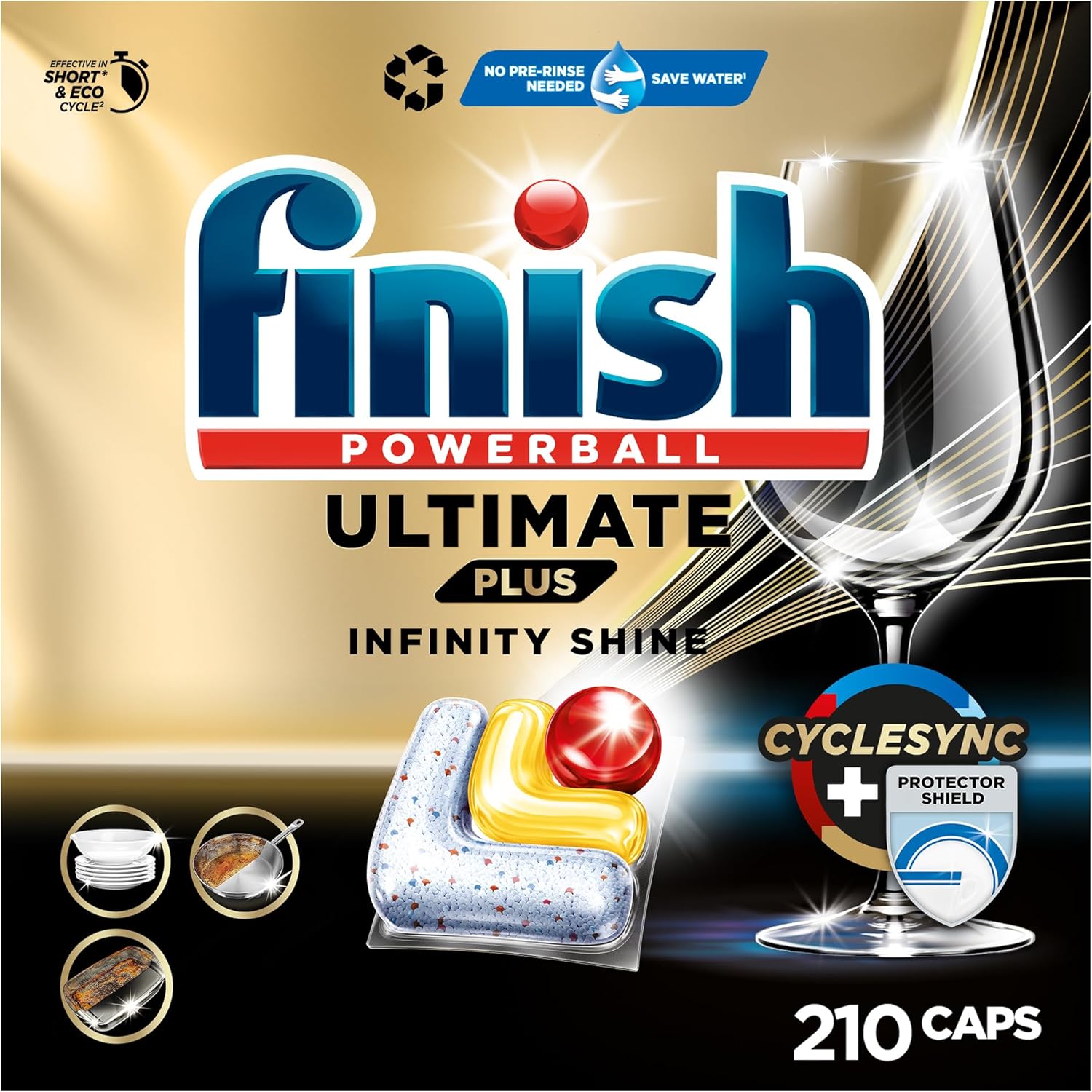Finish Ultimate Plus Infinity Shine Citrus Dishwasher Tablets - Dishwasher Tablets for Intensive Cleaning, Grease Dissolving Power and Shine with Protective Shield