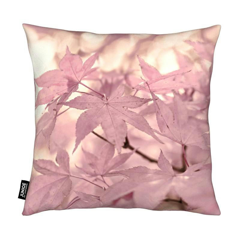 ROSE MAPLE LEAVES - Coussin en microfibre en rose 30x30