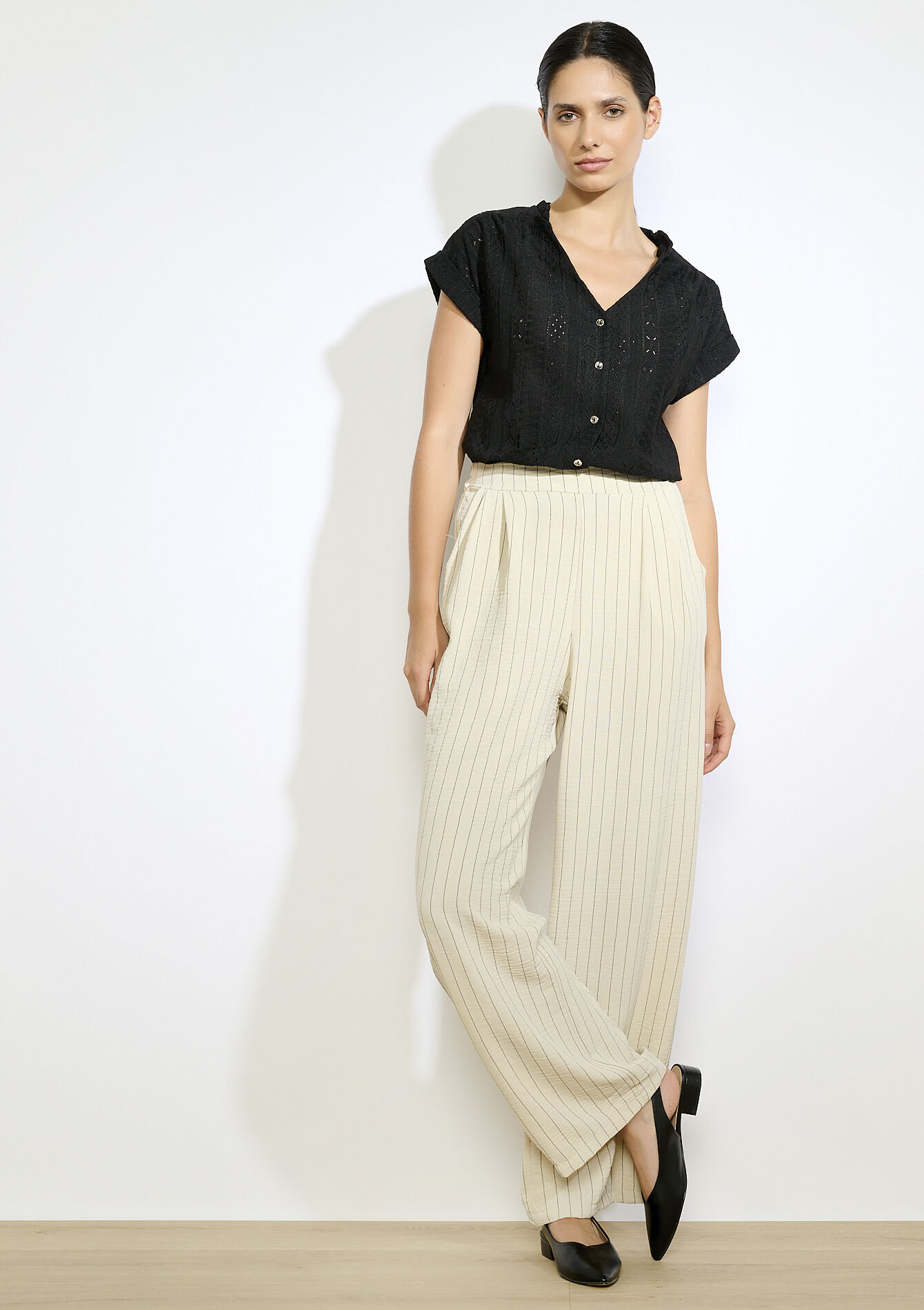 Losvallende broek met strepen