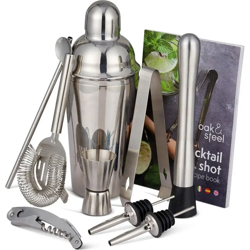 Cocktail-Set 10-teilig Oak & Steel