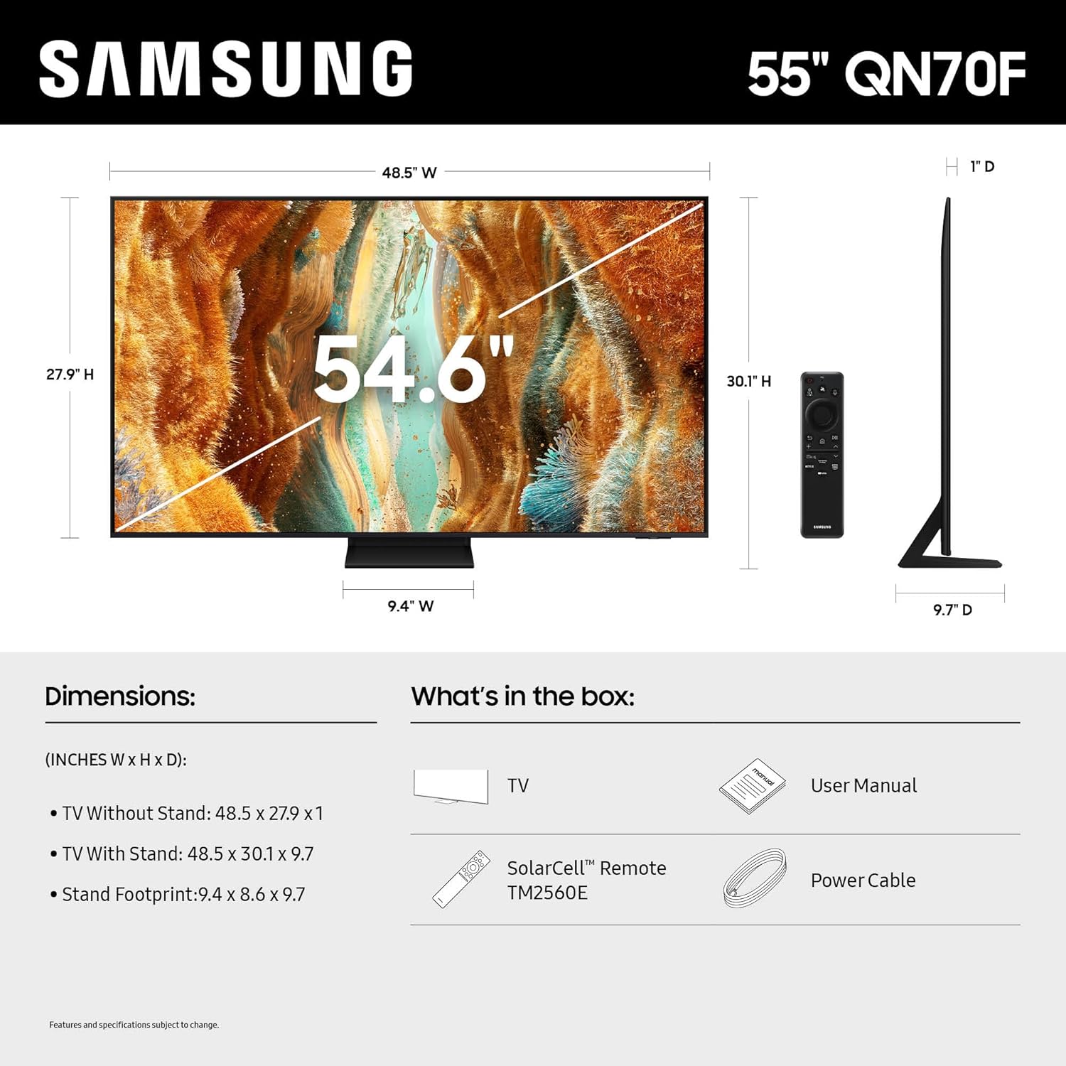 Samsung 55-Inch Class Neo QLED QN70F 4K Mini LED Smart TV (2025 Model) NQ4 AI Gen2 Processor  Quantum Matrix Technology Slim  Motion Xcelerator 144Hz  Samsung Vision AI  Alexa Built-in