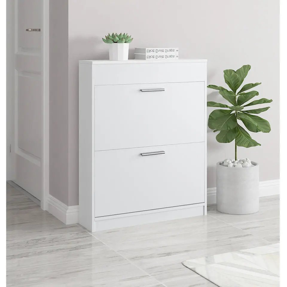 Bill - Schoenenkast met 2 kleppen in wit