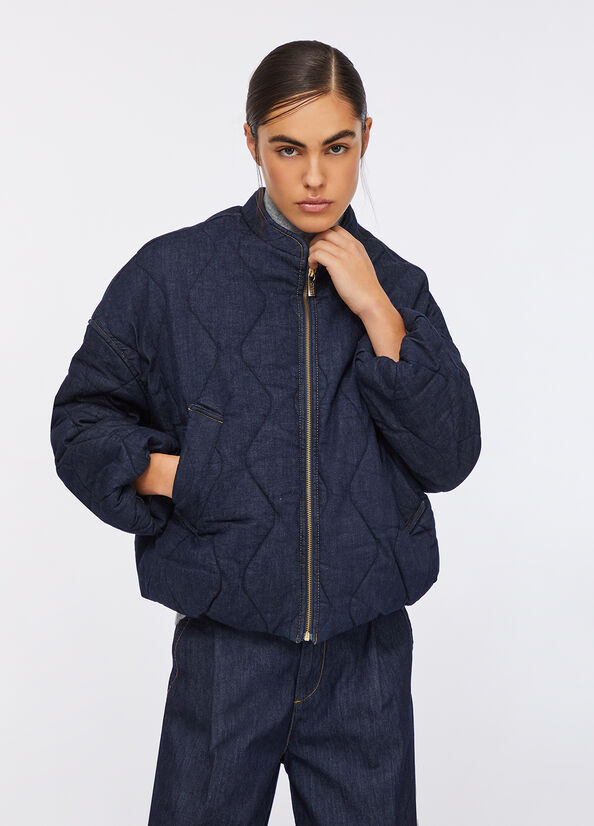 Bomber in denim trapuntato