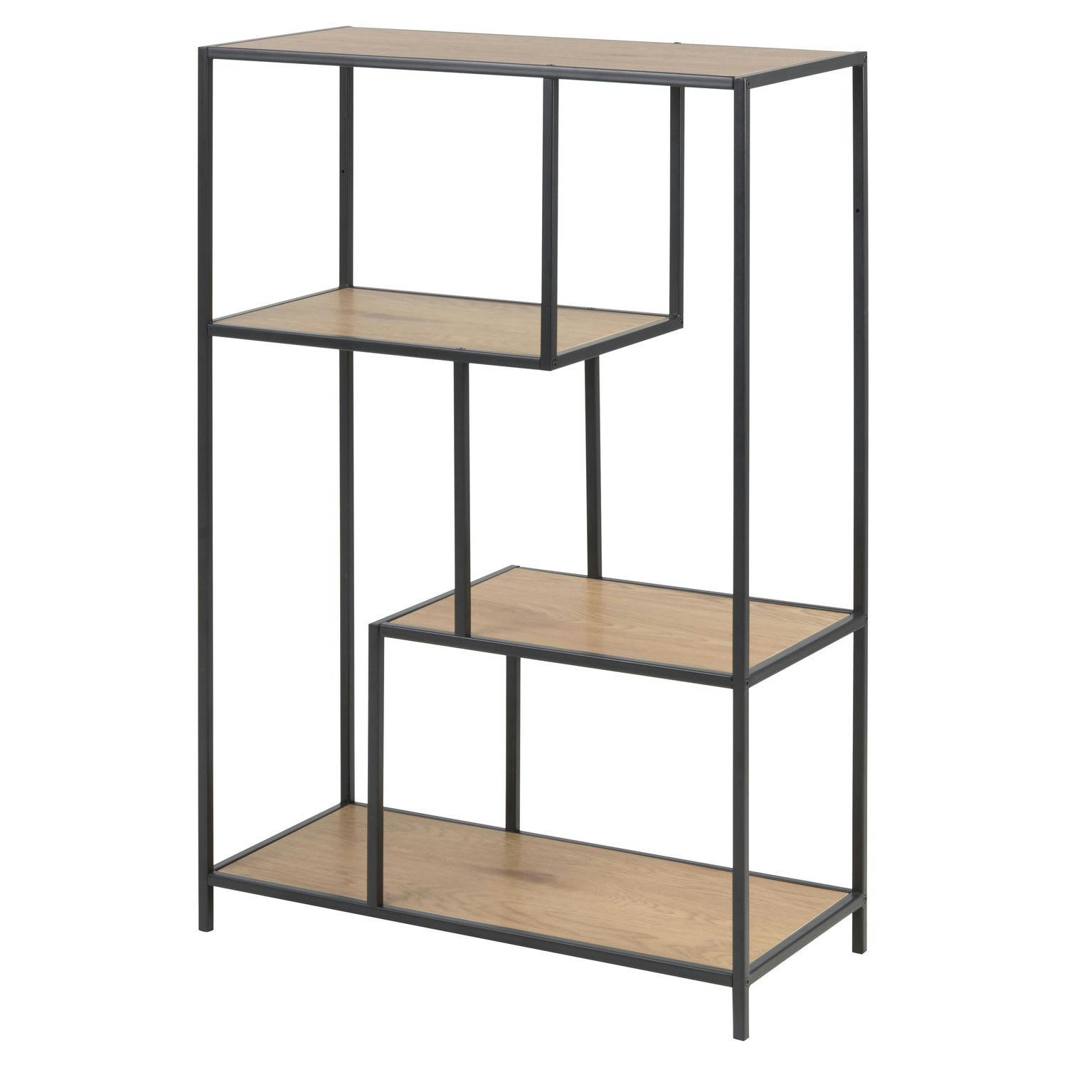 SIREINE - Bibliothèque 3 étagères asymétriques en mdf et métal marron