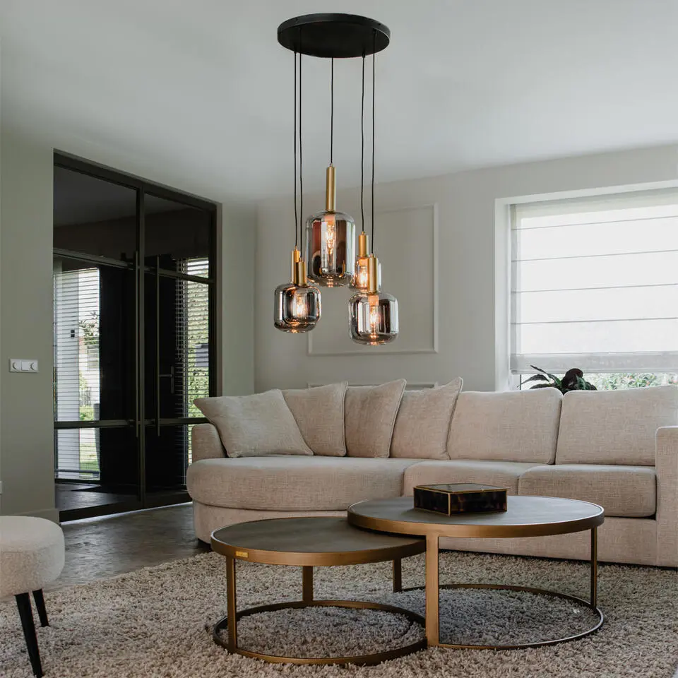 Qazqa hanglamp zuzanna grijs e27