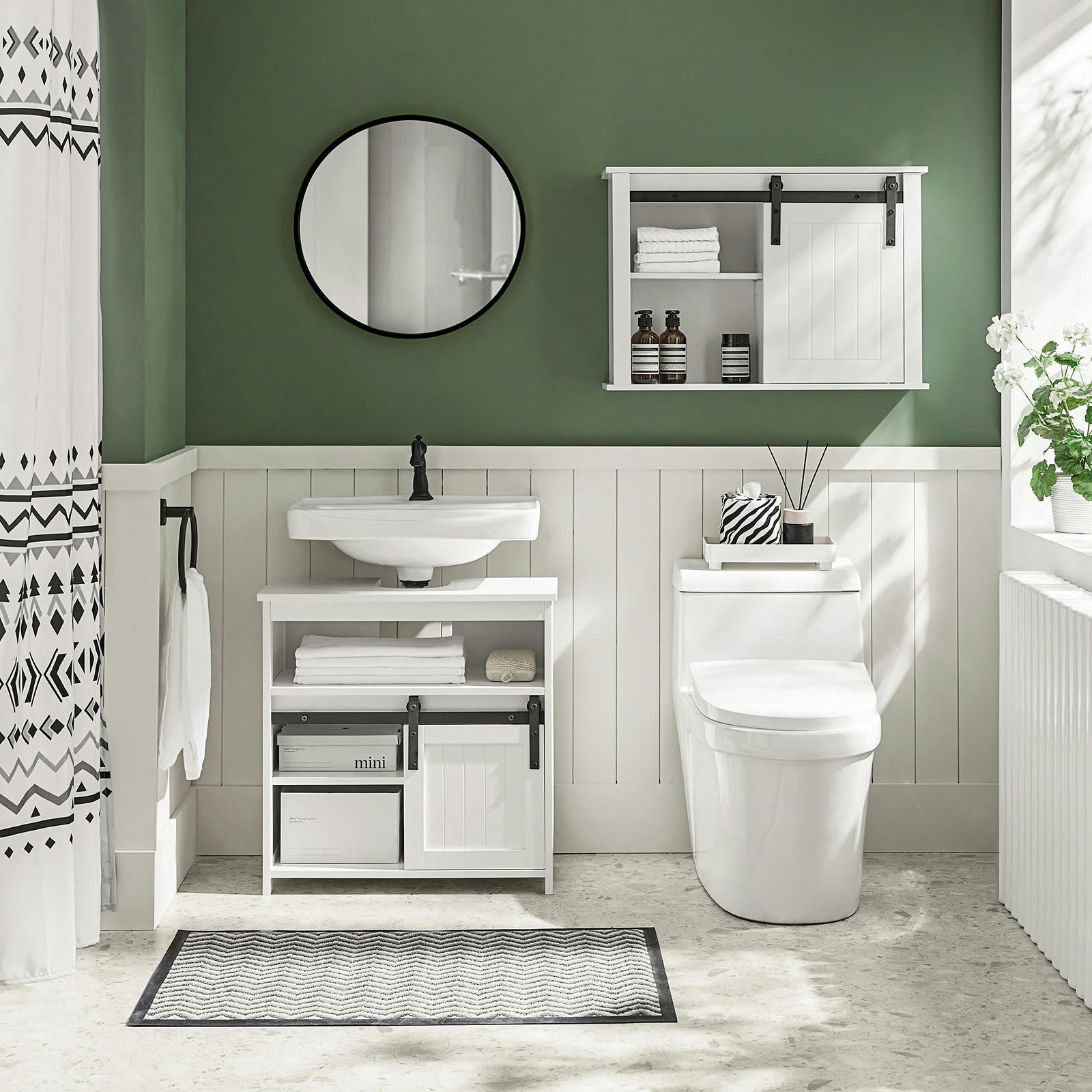 - Meuble sous vasque effet bois blanc