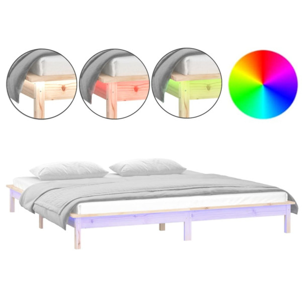 Rama łóżka z LED 120x200 cm lite drewno
