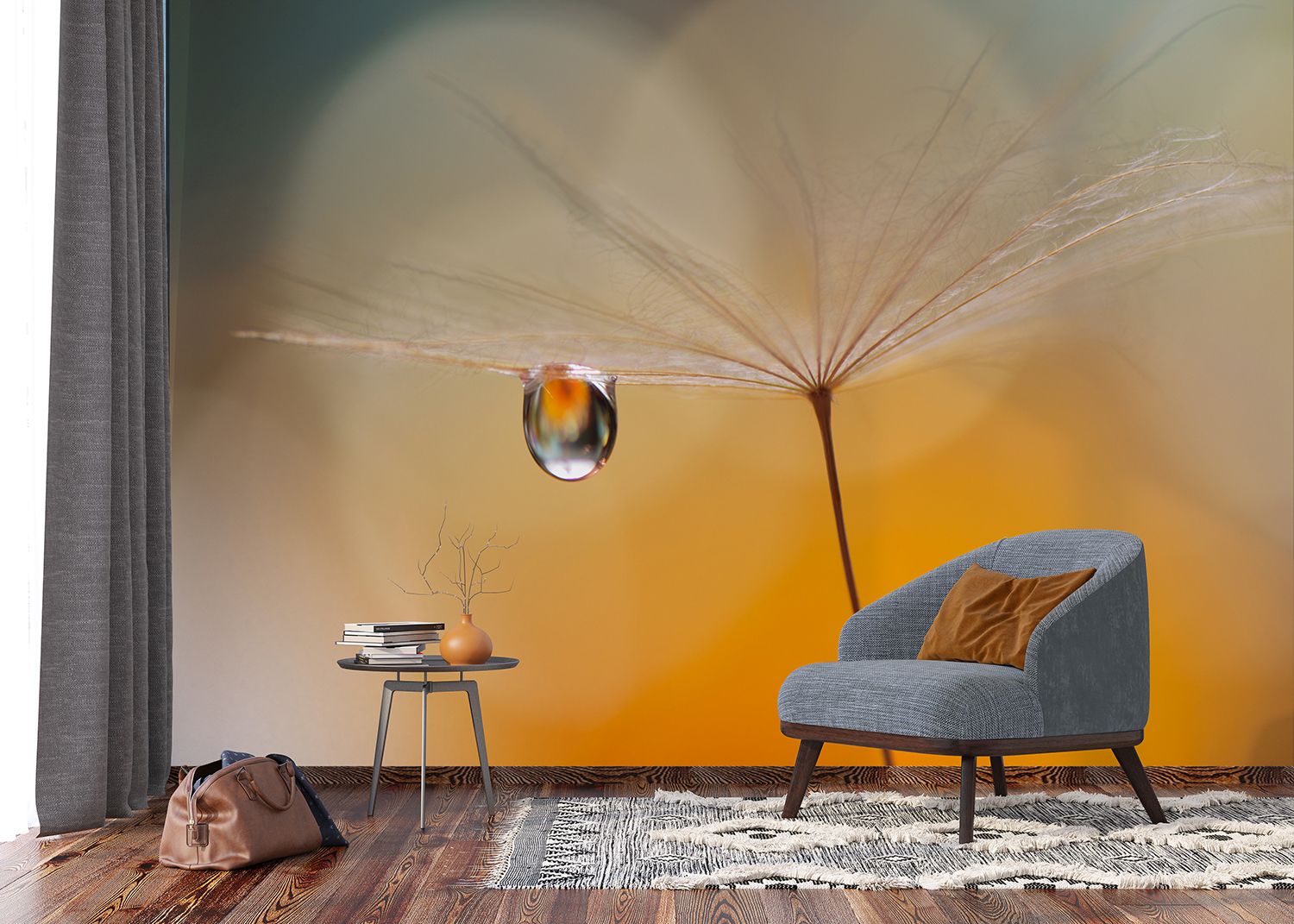 Sanders & Sanders fotobehang morning drop warm oranje - 375 x 270 cm - 601023