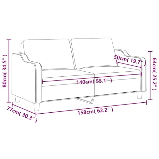NNEVL 2-Seater Sofa Black 140 cm Fabric