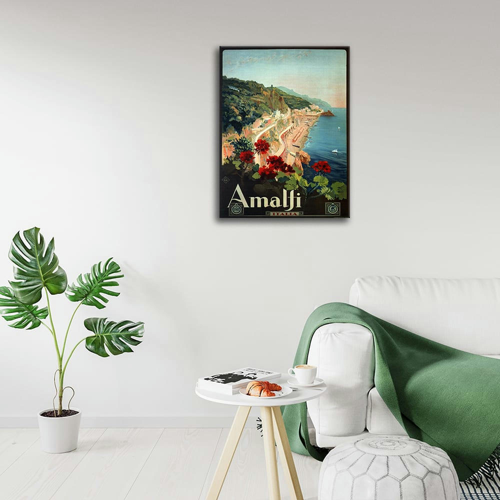 - Tableau affiche touristique vintage Amalfi 50x70cm