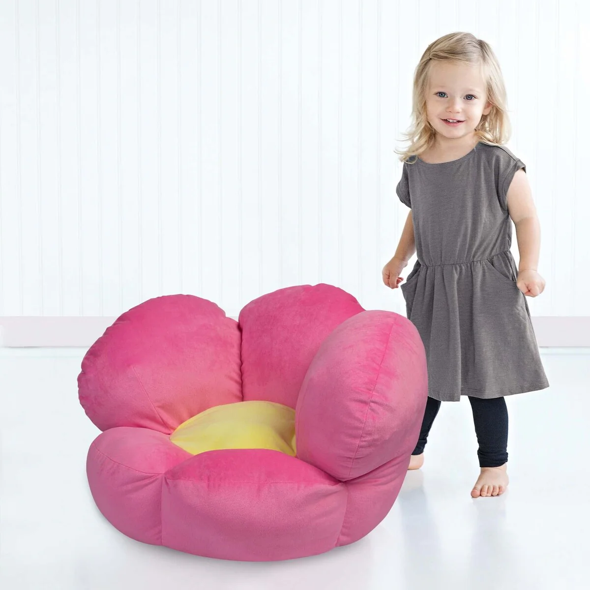 Flower Toddler Chair Plush Character Kids Chair Comfy Furniture Pillow Chair for Boys and Girls, 21 x 19 x 19 inches