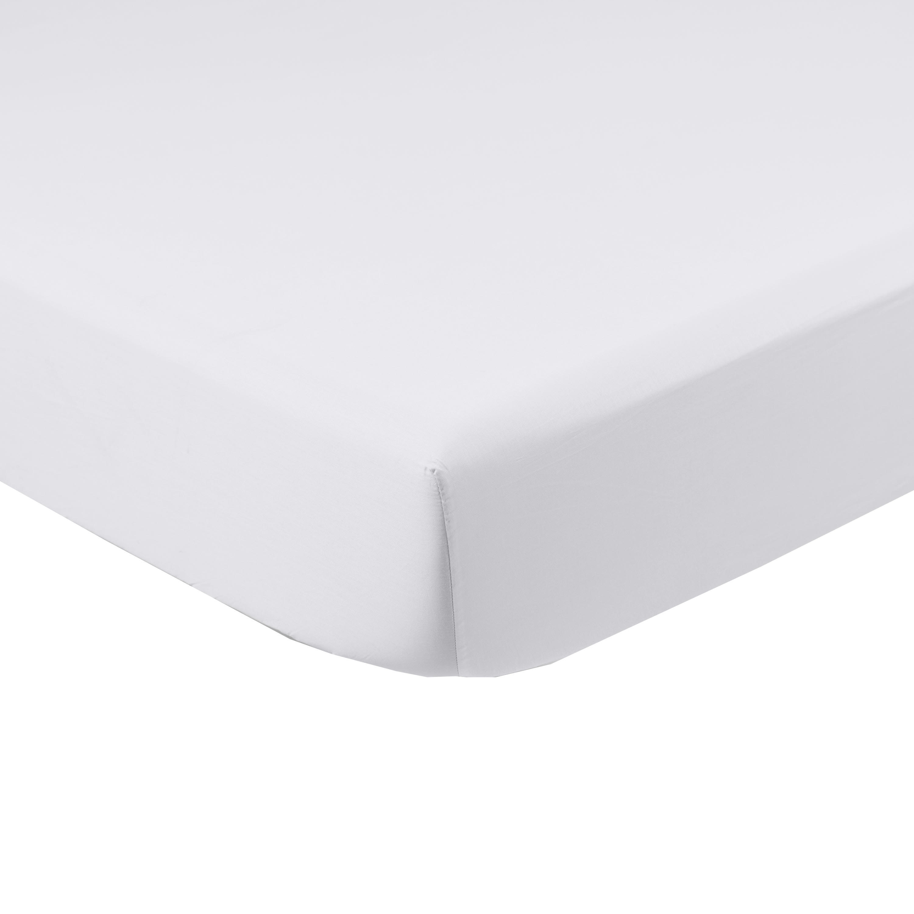 PRESTIGE - Drap housse satin de coton uni uni blanc 200 x 200 cm