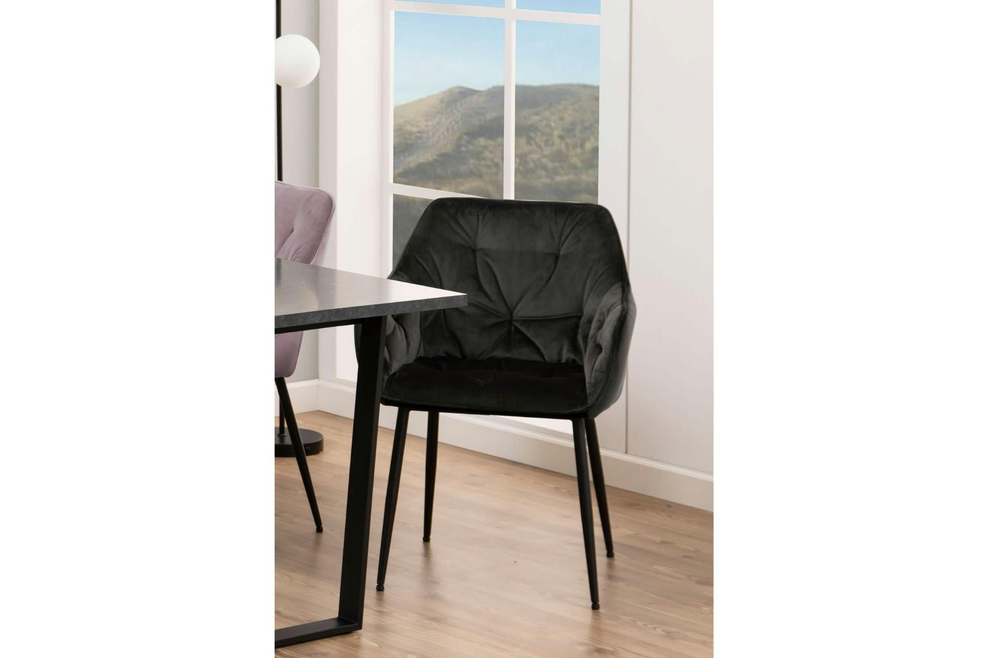 TERI - Lot de 2 fauteuil de salle à manger en velours et métal