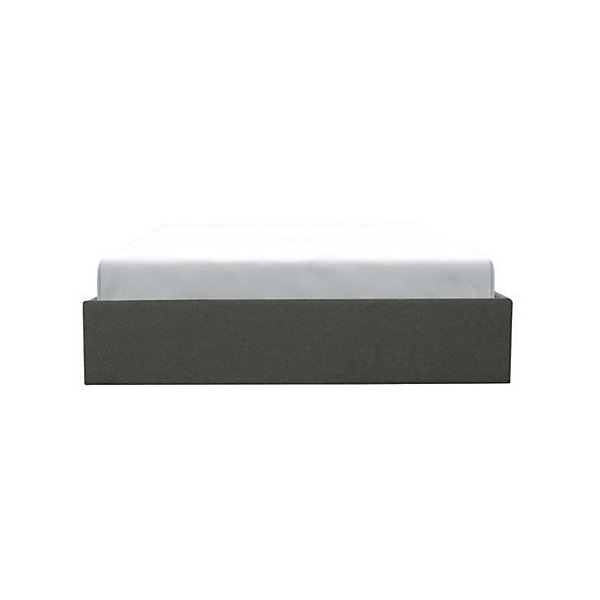 ECLIPSE Lit coffre adulte - Tissu gris fonce - Sommier inclus - l 140 x L 190 cm