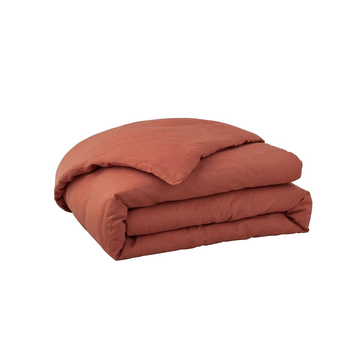 TERRE CUITE - Housse de couette en lin terracotta 260x240