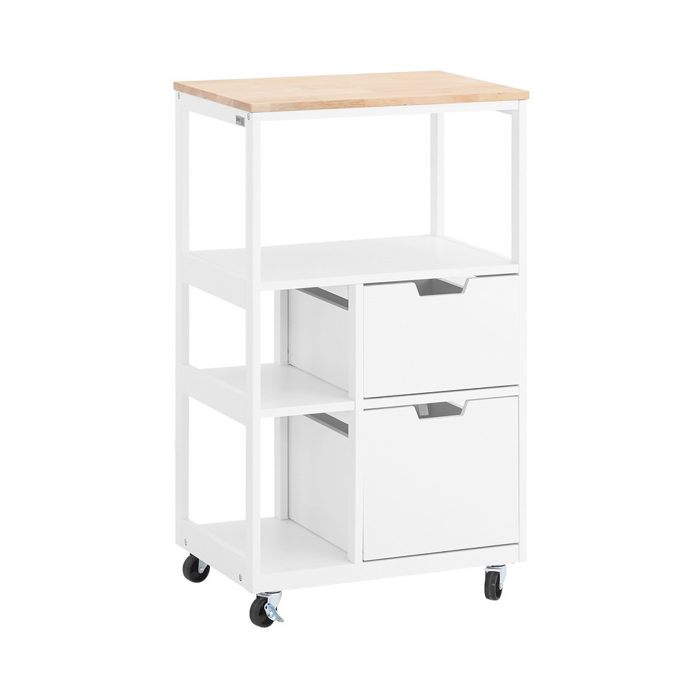 SoBuy Wózek kuchenny z 2 szufladami 53x37x89.5cm Przemysłowy FKW111-NW