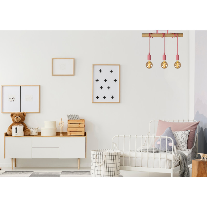 Suspension Paulien rose dimmable E27 180 W LUCIDE