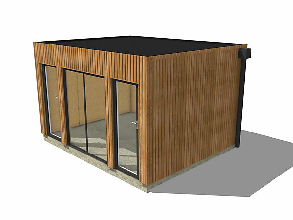Bureau de jardin 4 saisons en bois 4,4 x 3,5 x 2,7 m / isolation RE2020