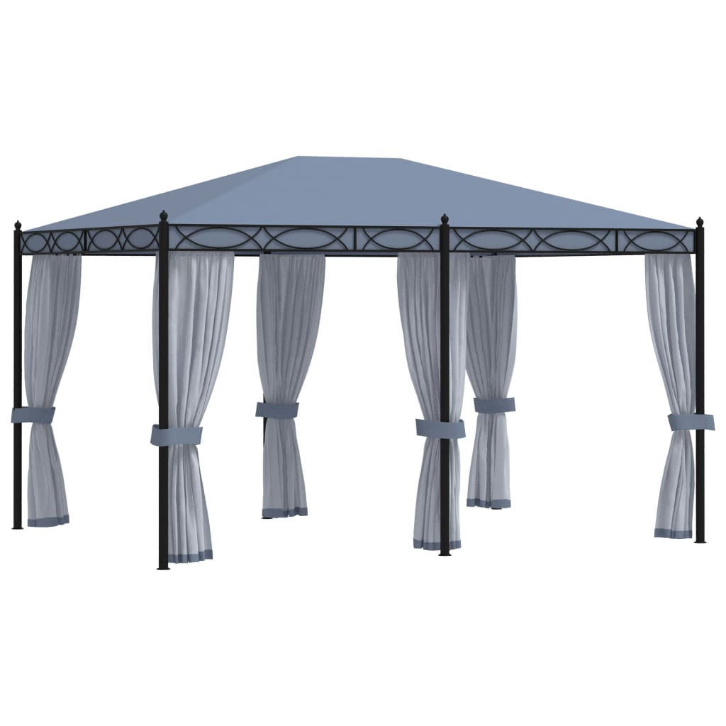 Altana Ogrodowa z Zasłonami Pergola Namiot Ogrodowy Antracyt 3x4 m