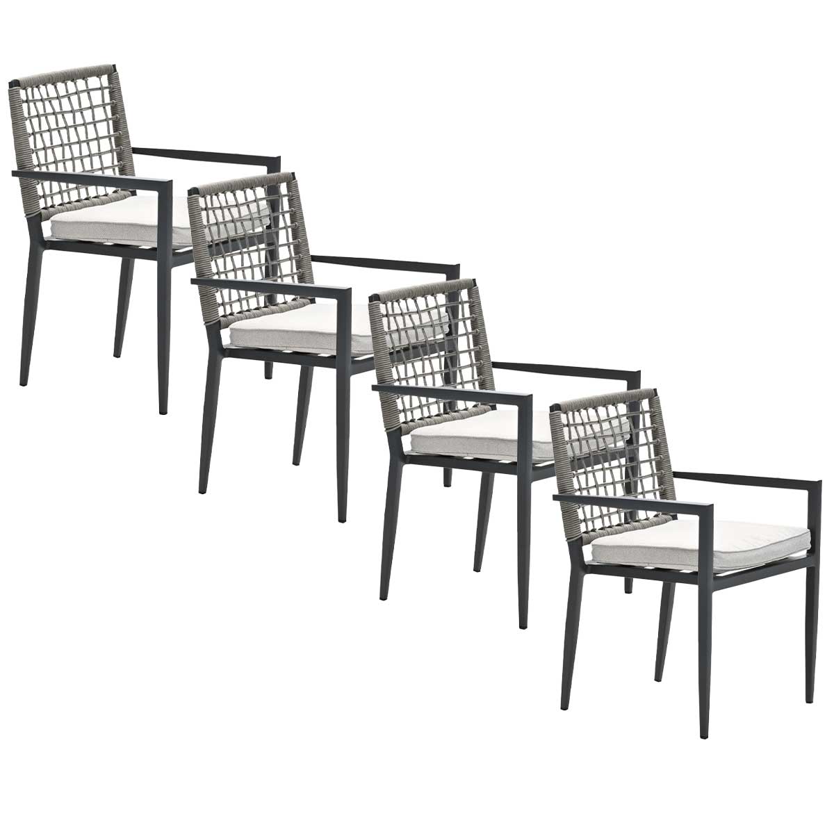 Garden Impressions tuinstoel Burela taupe set van 4