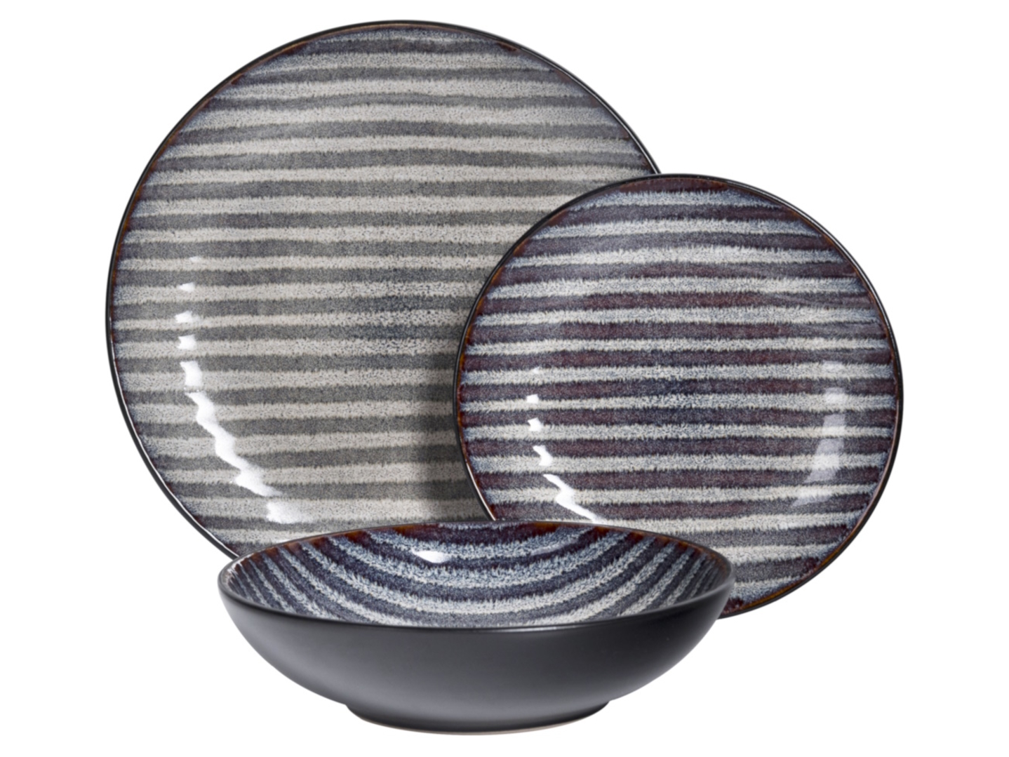 Komplet obiadowy ceramiczny Hana 18 el. niebieski
