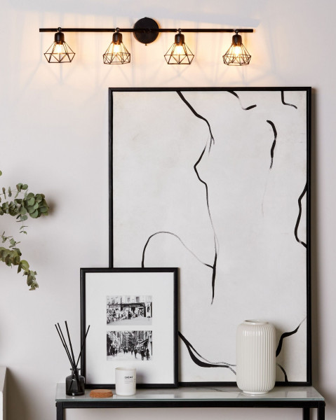 Lampa ścienna sufitowa metalowa czarna