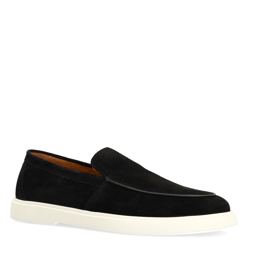 Manfield Zwarte suède loafers