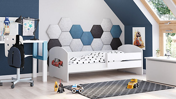 LUK lit d'enfant avec balustrade 140x70 Auto flag