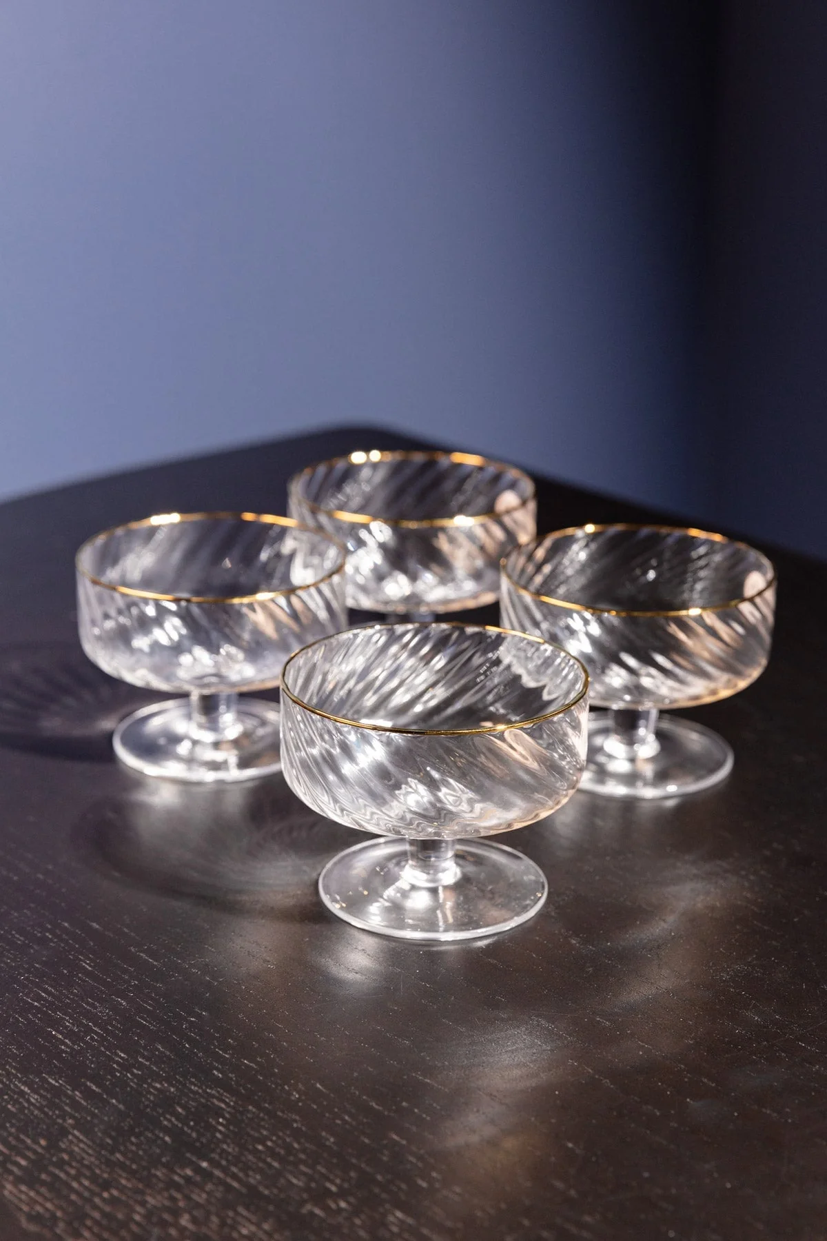 Set Of 4 Aster Gold Trimmed Dessert Bowl