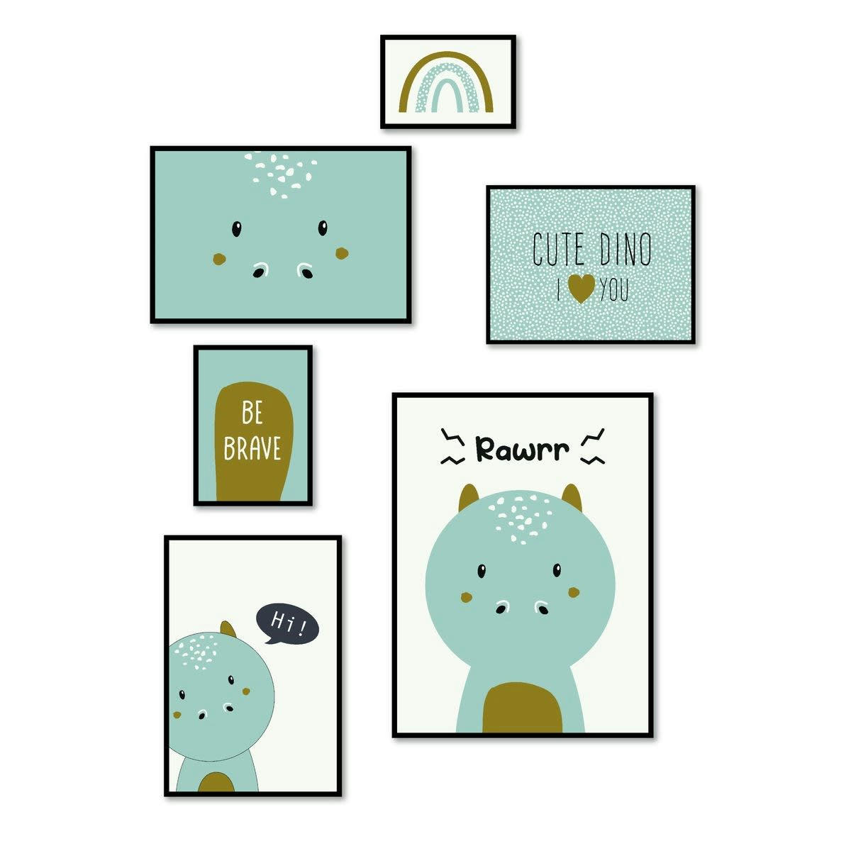 FUNNY HIPO - Lot 6 de cadres photos en bois noir 45x35x21