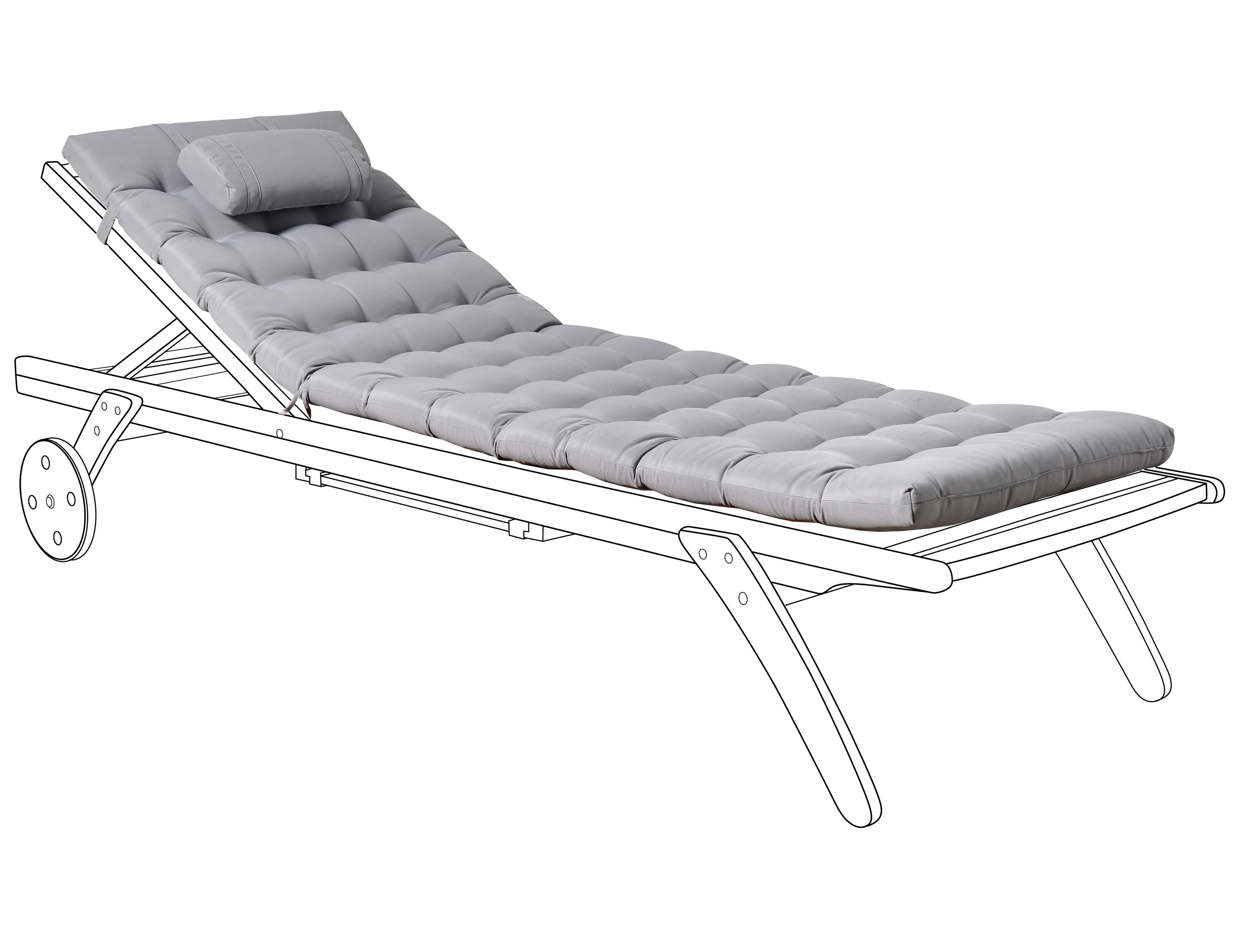 Sun Lounger Pad Cushion CESANA PREMIUM 192 x 56 cm Light Grey
