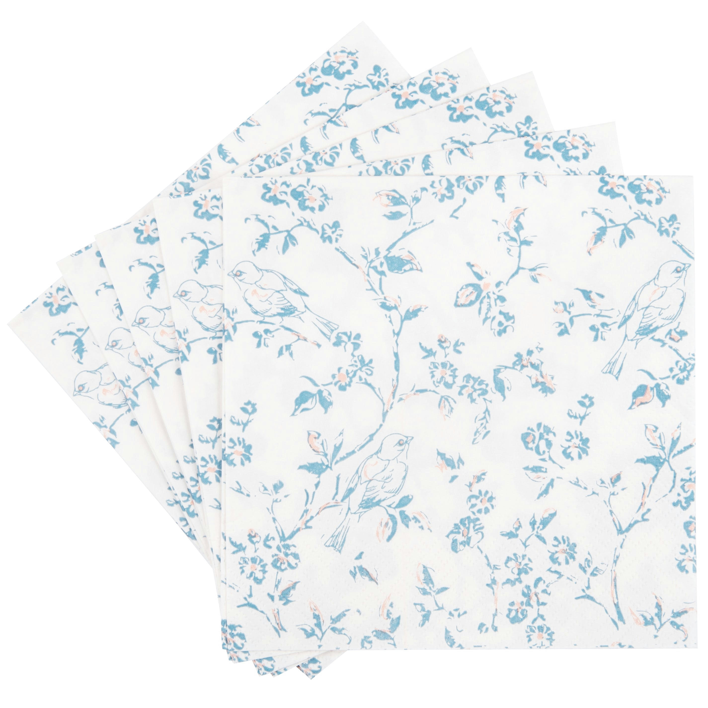 TOILE DE JOUY - Serviettes en papier motif floral bleu et beige (x20)