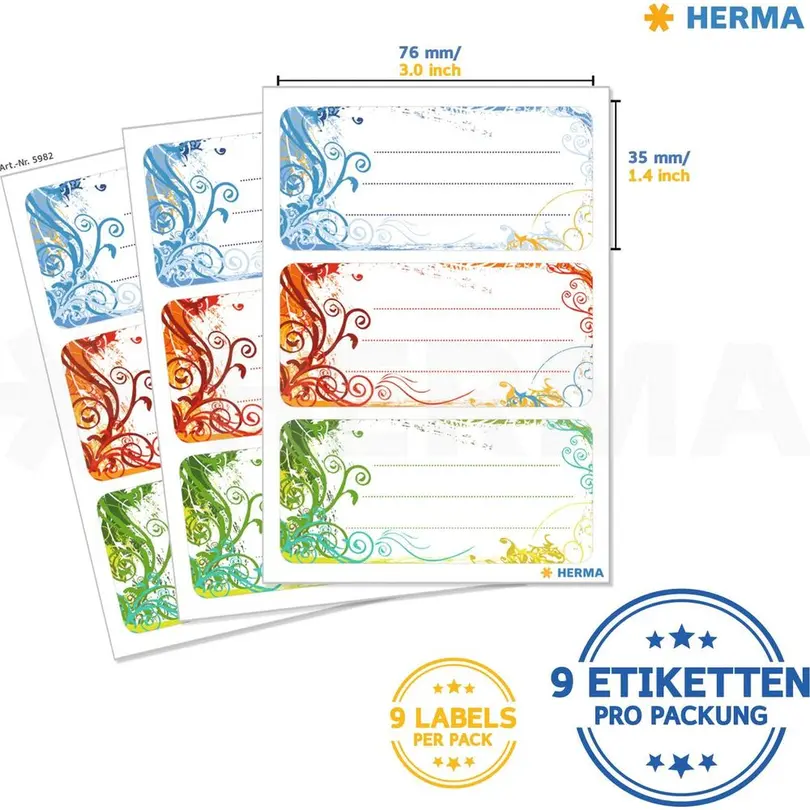 Etiketten 9er-Set Spirit