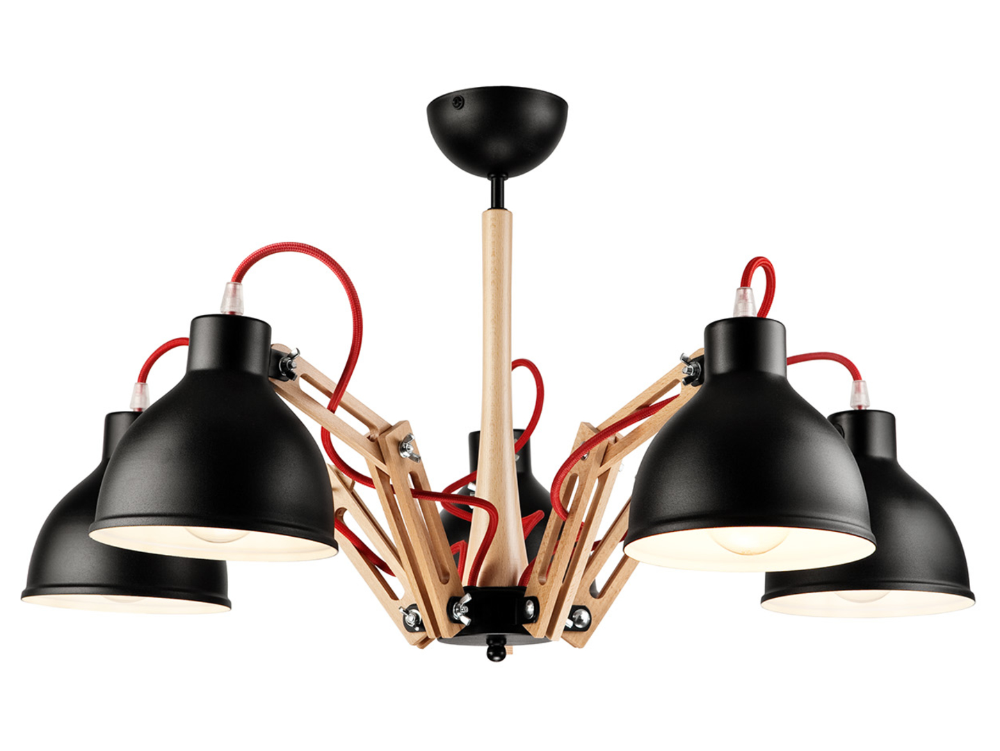 Lampa sufitowa Marcello 5-punktowa drewniana brązowo-czarna