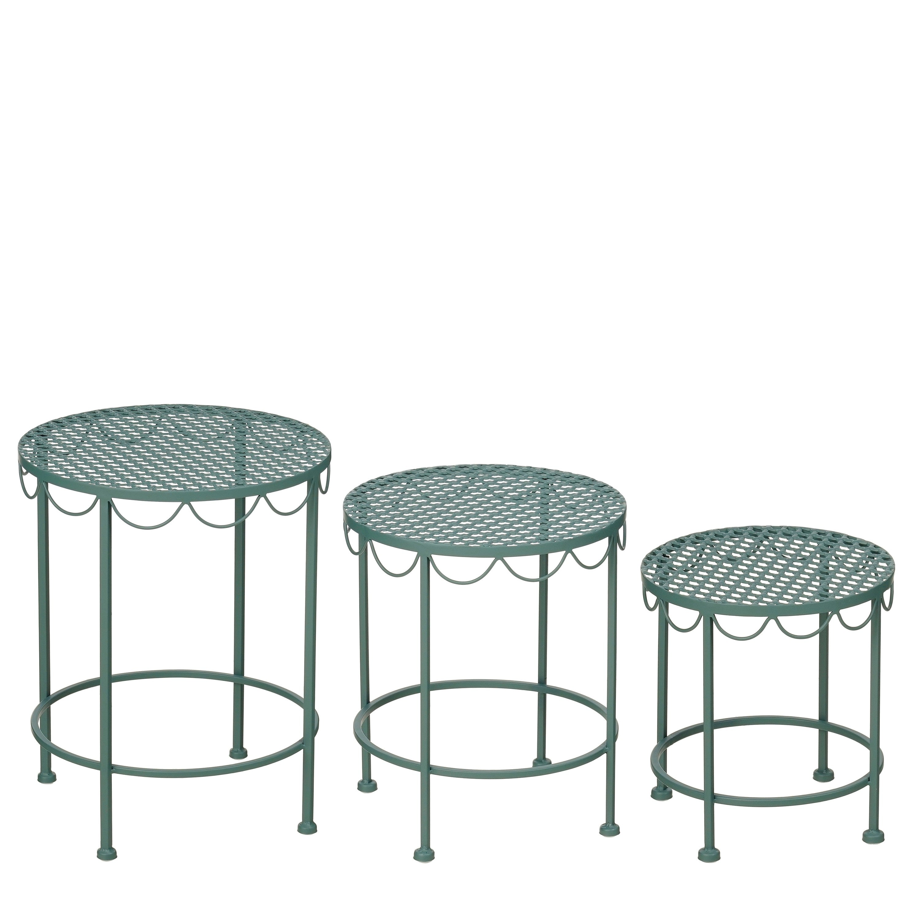 Mica Decorations Marseille Plantenrek Plantentafel Set van 3 - Plantenstandaard met Drie Hoogtes - Plantentafeltje voor Binnen en Buiten - Open
