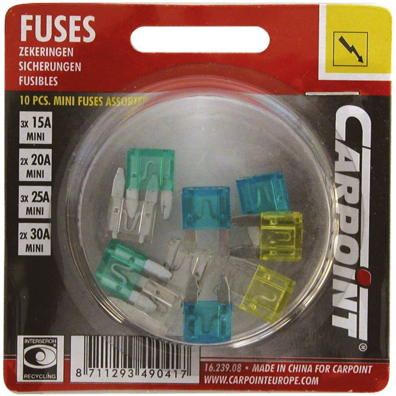 Fusibles mini 15-30 A 10 pièces