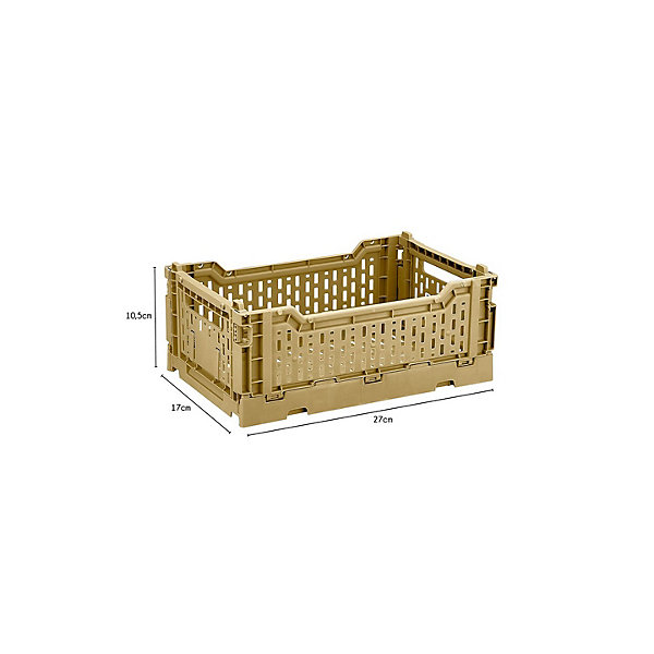 Lot 4 caisses de rangement pliables plastique jaune 27 x 17 x 10,5 cm