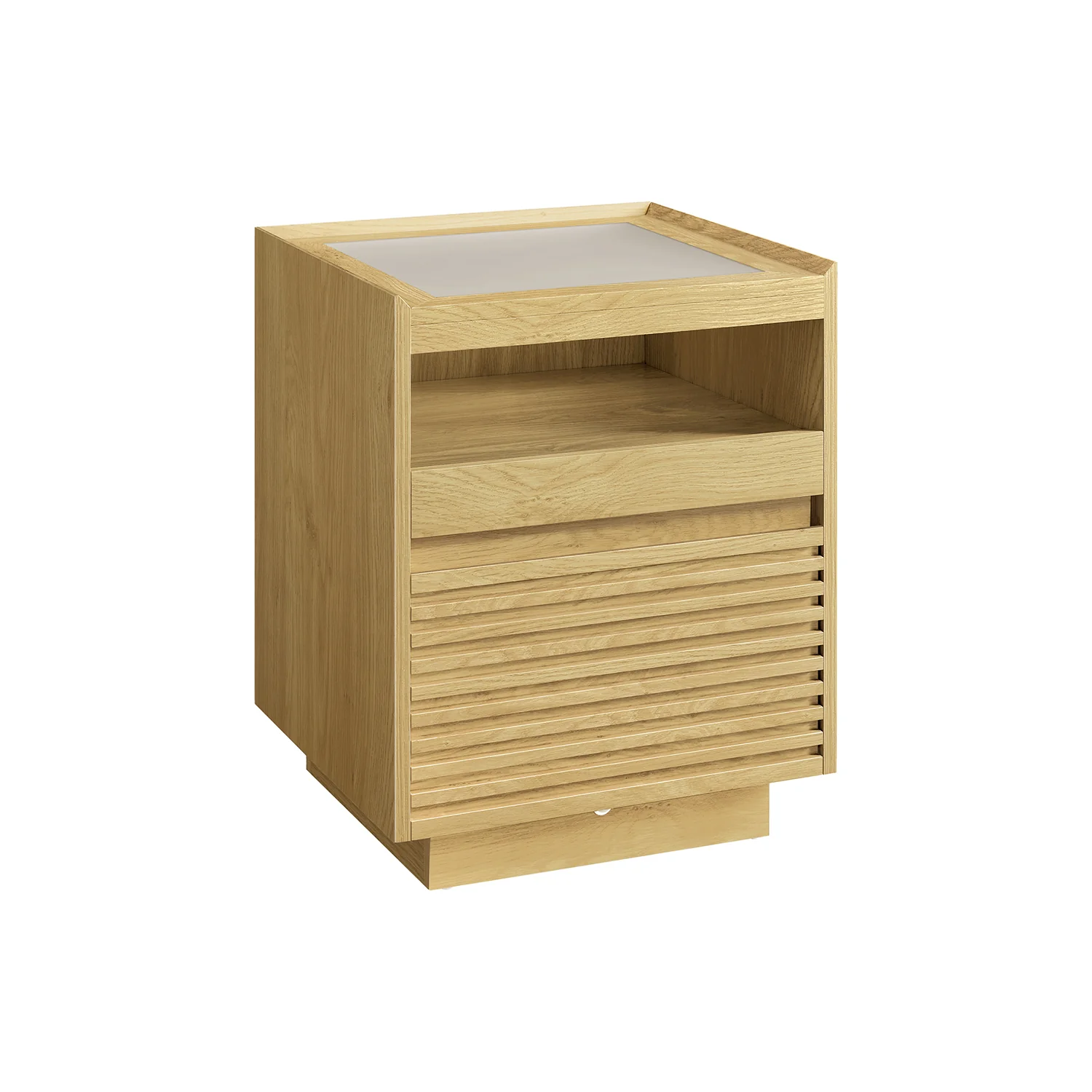 Table chevet avec lumière led avec tiroir chêne naturel