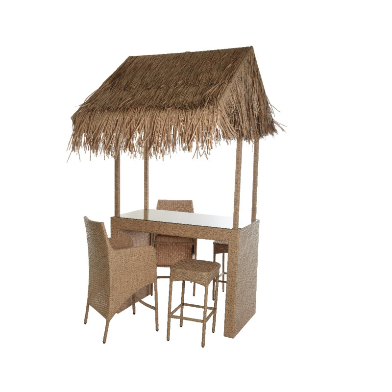 Paillote Aruba : 1 paillote, 2 chaises et 2 tabourets