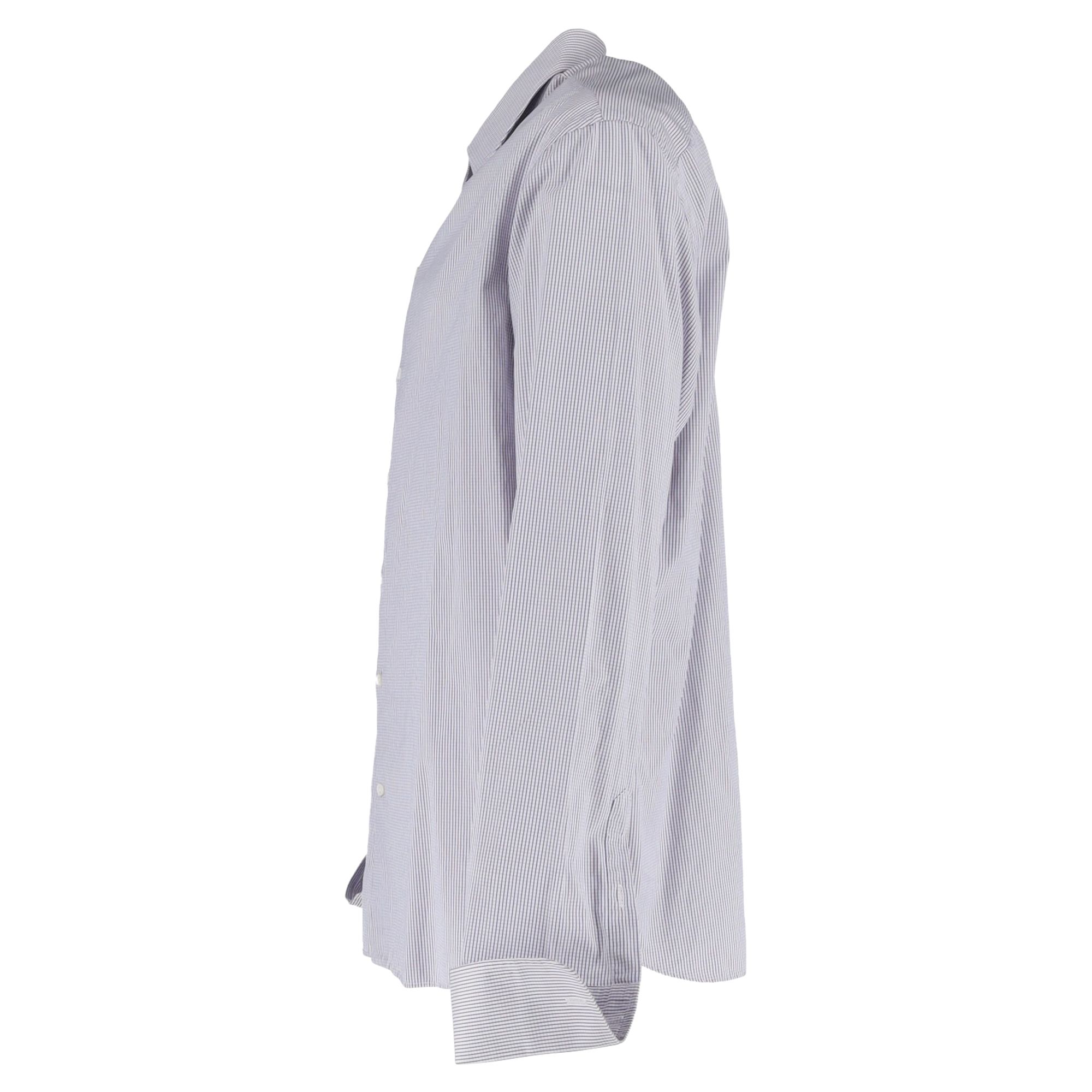 Giorgio Armani Preloved Striped Long Sleeve Shirt in Grey Cotton