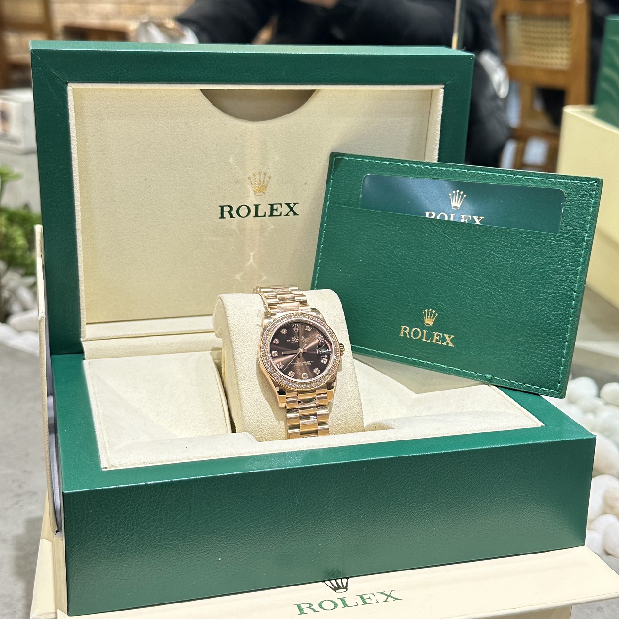 Rolex Datejust 278285rbr-0006 RG Plated Chocolate Dial CZ Diamonds 31mm BPF Replica