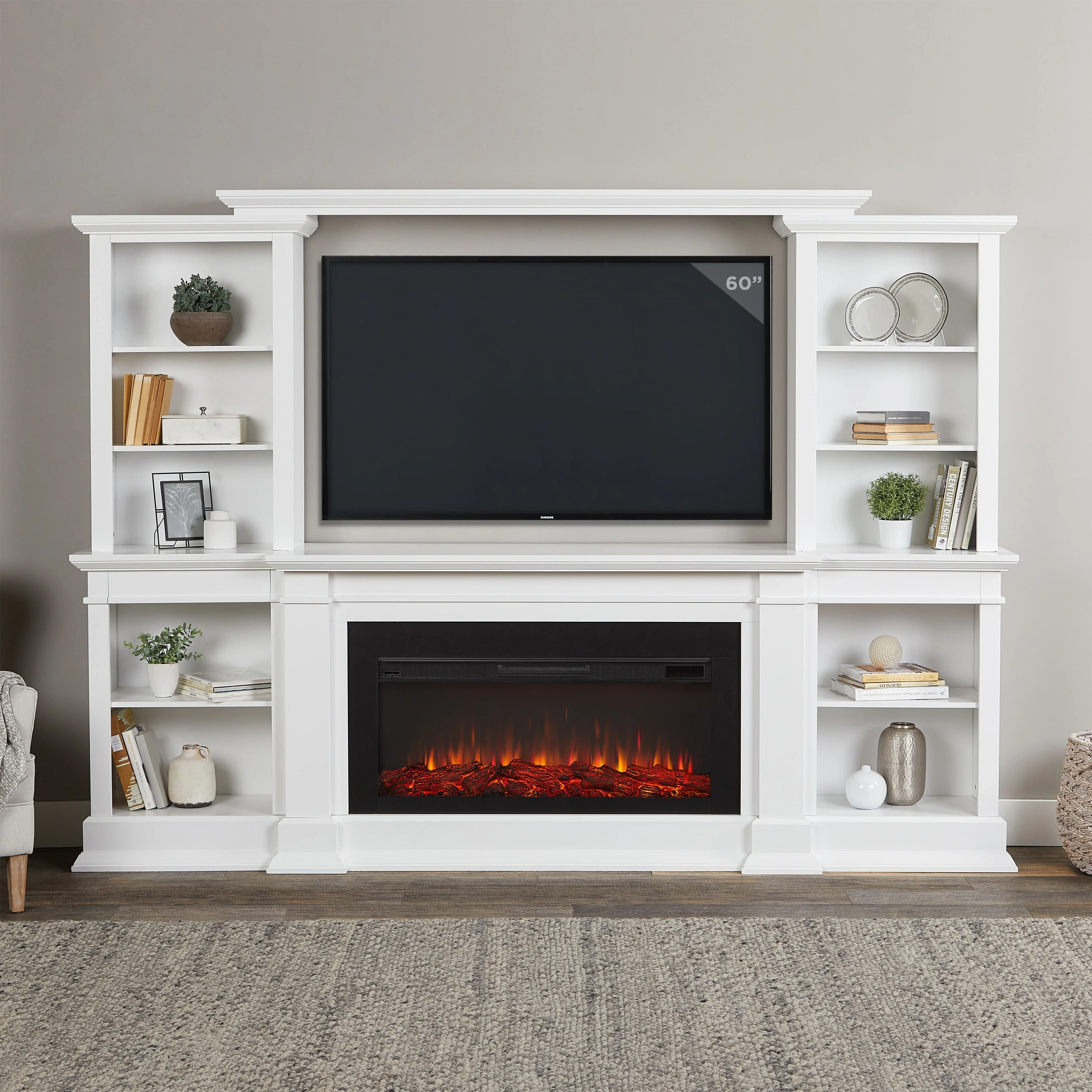 Monte Vista 108 TV Stand Electric Fireplace in White by Real Flame