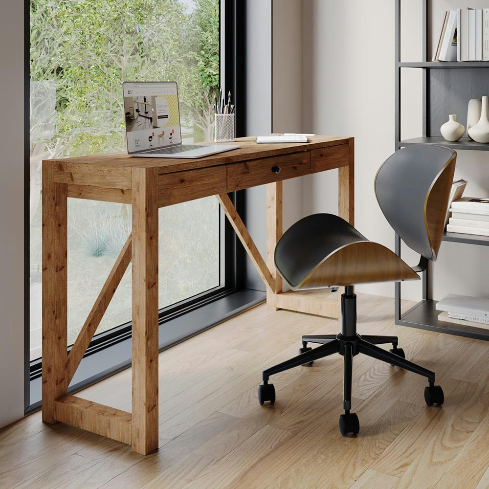 BAUDOIN - Chaise de bureau pivotante en cuir synthétique noir 79-91cm