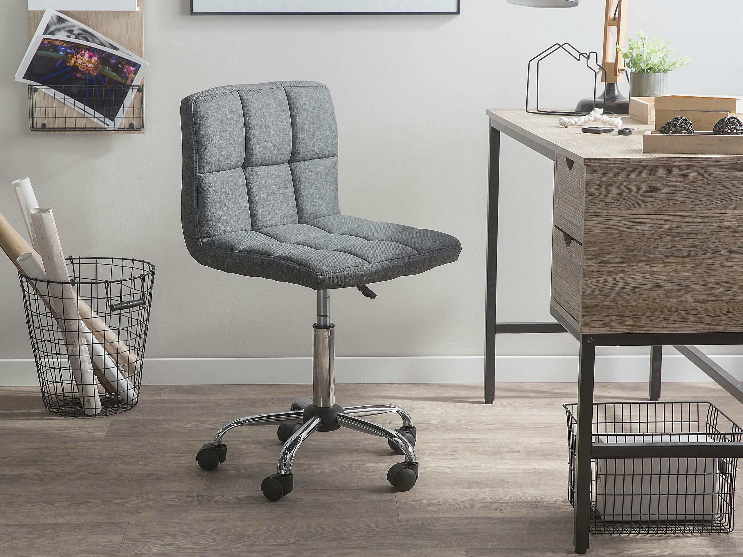 MARION - Chaise à roulettes en tissu gris