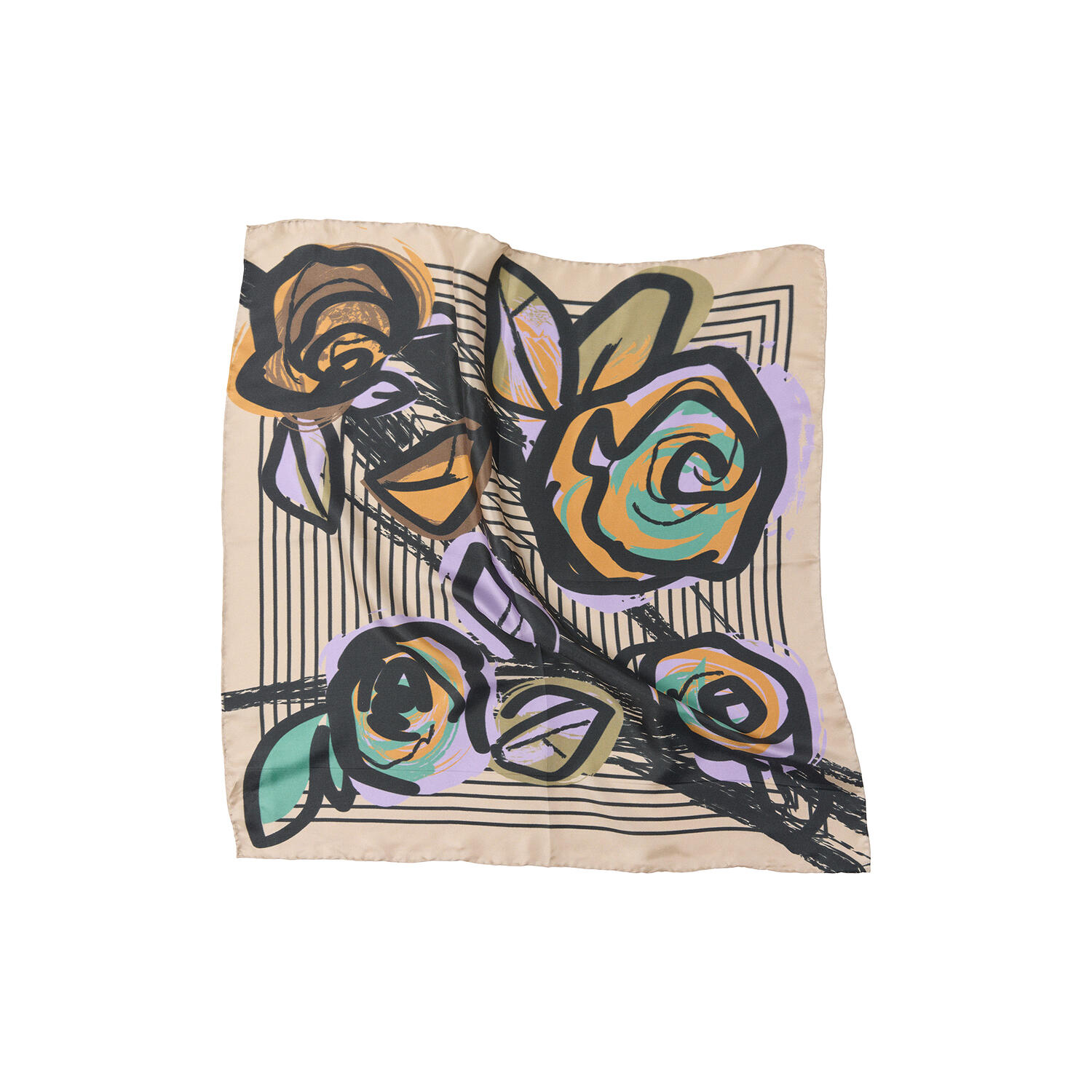 FLOWER POP Scarf, sand/black