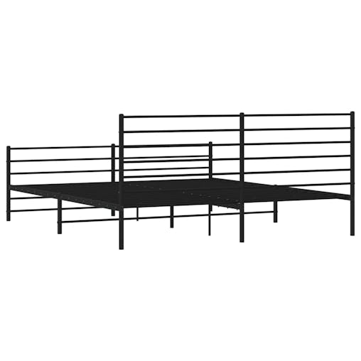 NNEVL Metal Bed Frame with Headboard and Footboard Black 183x203 cm King
