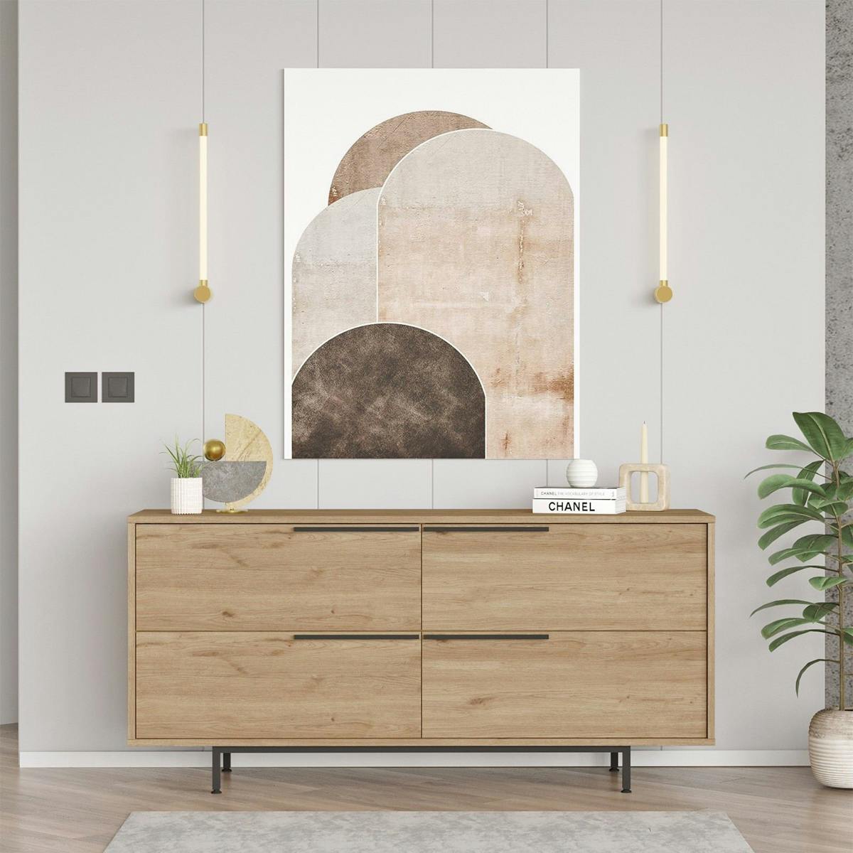 Buffet design moderne effet bois à ouverture frontale VAREN