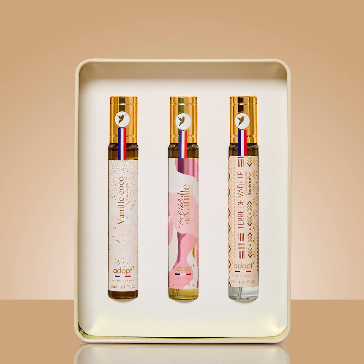 Vanilla storiesCoffret métal 3 x eaux de parfum 30 ml 30mL Vanille coco   Rêve de vanille   Terre de vanille
