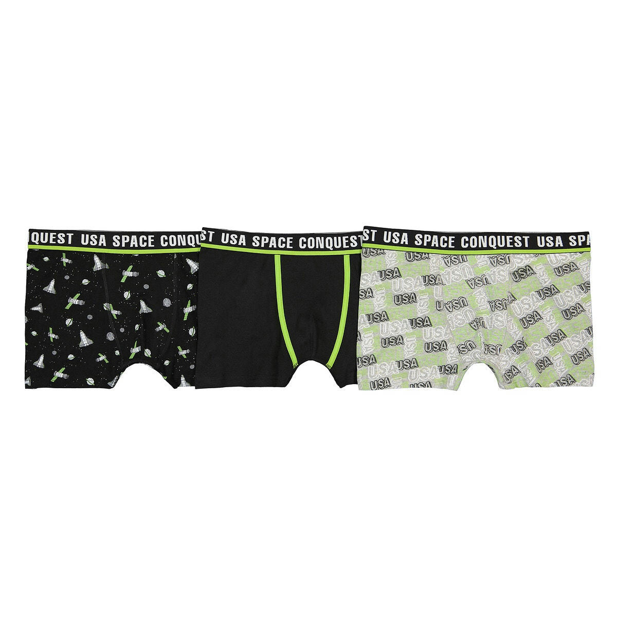 Lot de 3 boxers en coton imprimé espace