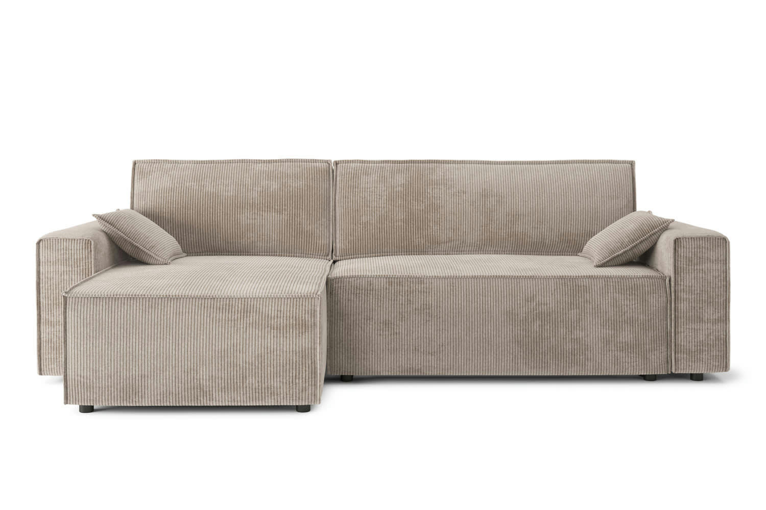 MARIUS - Canapé d'angle convertible en velours côtelé 4 places grège